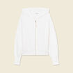 Gilet manches longues capuche ecru femme
