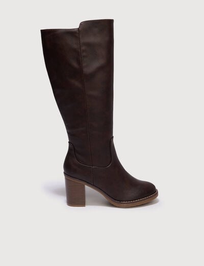 Bottes &agrave; talon marron fonc&eacute; femme