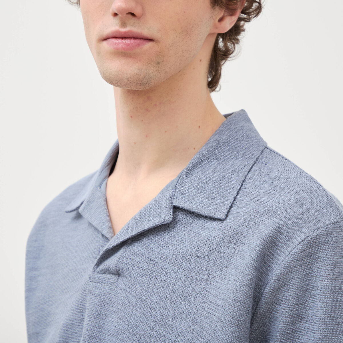 Polo manches courtes bleu gris homme