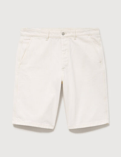 Bermuda en jean coton denim blanc homme