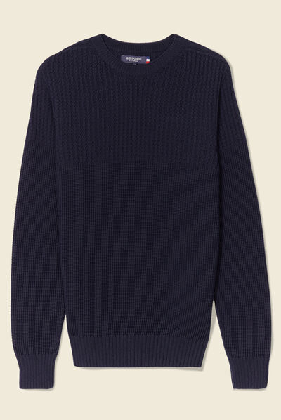 Pull manches longues bleu marine homme