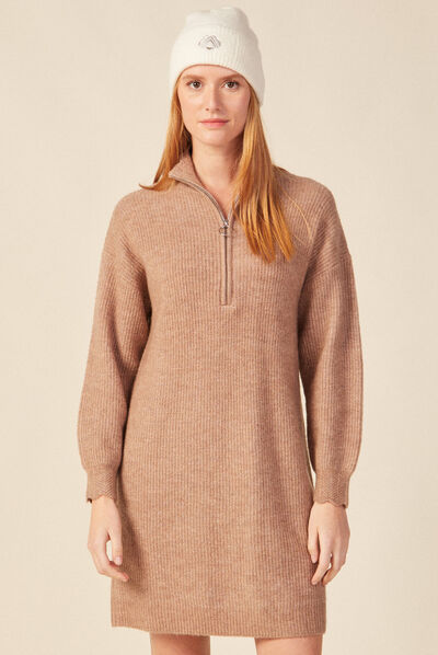 Robe pull éco-responsable sable femme