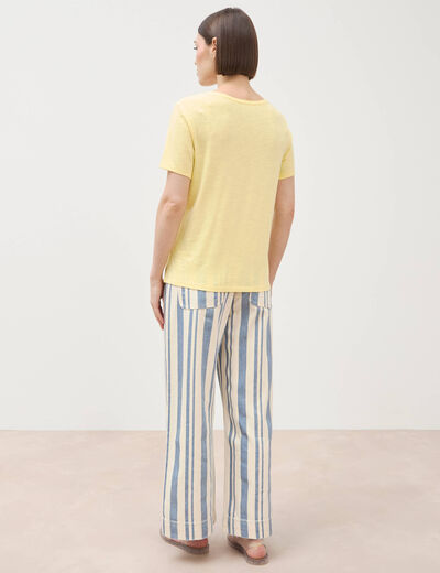 T-shirt manches courtes jaune pastel femme