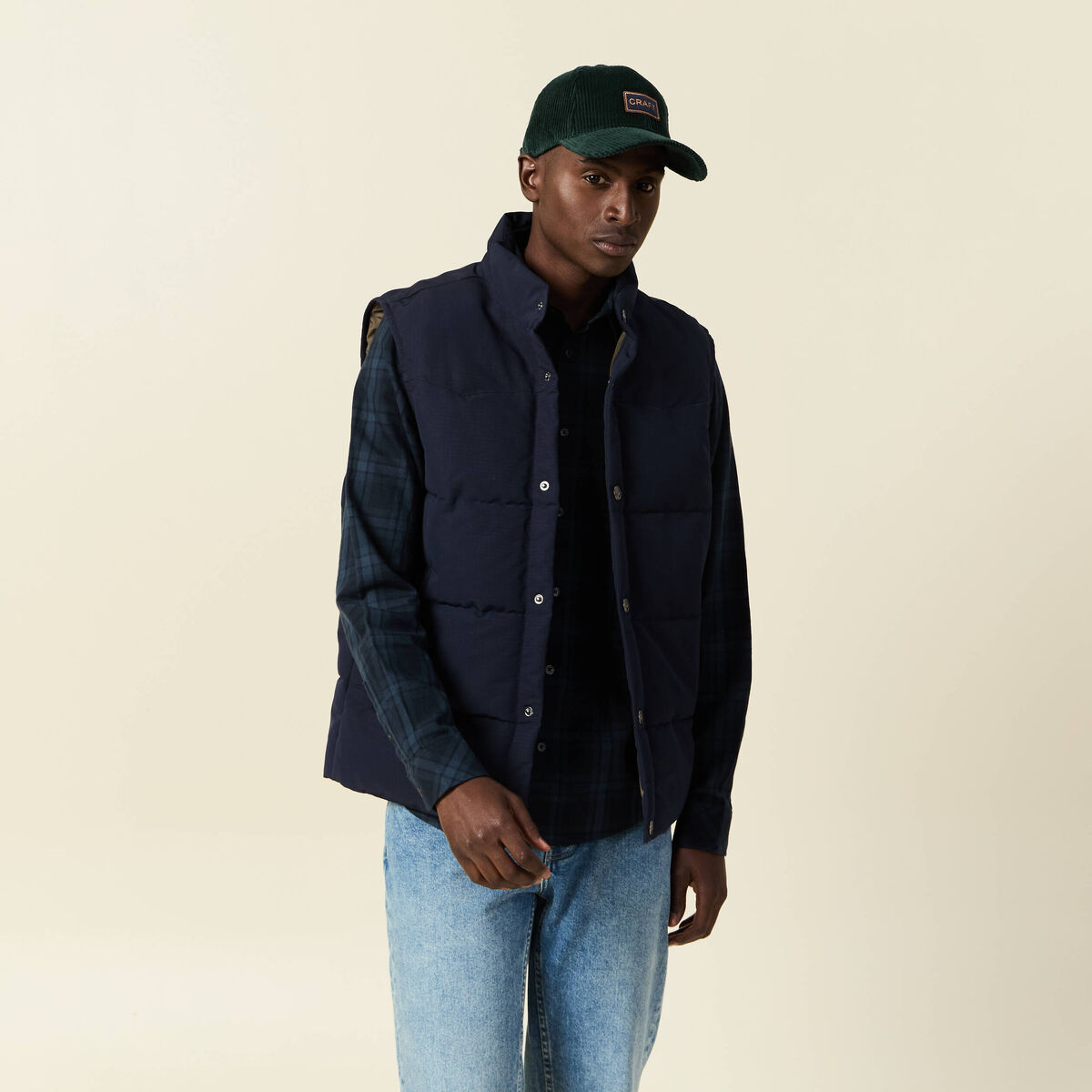 Doudoune sans manches bleu marine homme