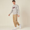 Pull manches longues col rond gris fonc&eacute; homme
