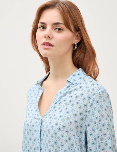 Blouse manches longues bleu ciel femme