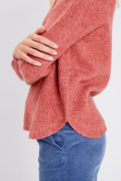 Pull manches longues orange foncé femme