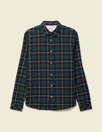 Chemise manches longues en coton bleu marine homme