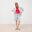 Bermuda jeans large taille haute denim snow bleach femme