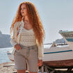 Débardeur tricot ajouré creme femme