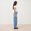 Jeans barrel taille haute broderie denim used femme