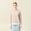 Pull manches longues 2-en-1 creme femme