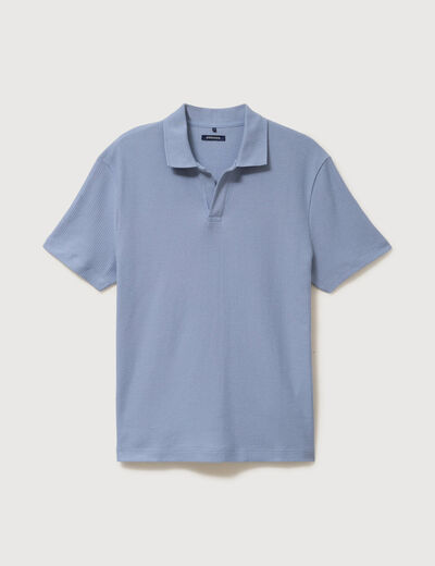 Polo col polo manches courtes en coton bleu gris homme