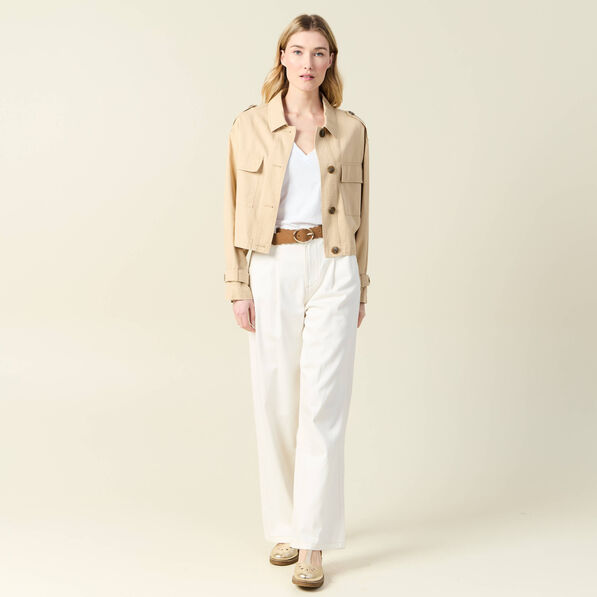jeans large a pinces denim blanc femme Jeans large à pinces denim blanc femme