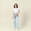 Polo zippé manches courtes blanc femme