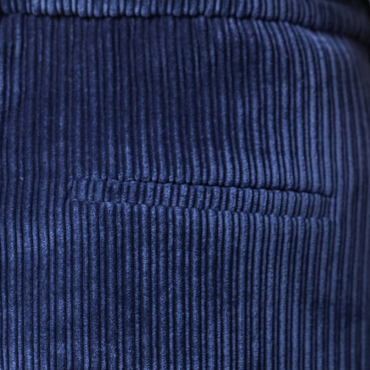 Pantalon large taille haute en velours bleu marine femme