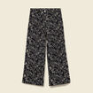 Pantalon loose en coton doubl&eacute; noir femme