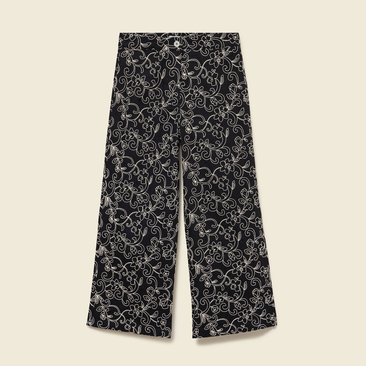 Pantalon loose en coton doubl&eacute; noir femme