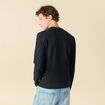 Pull fin col rond manches longues bleu marine homme