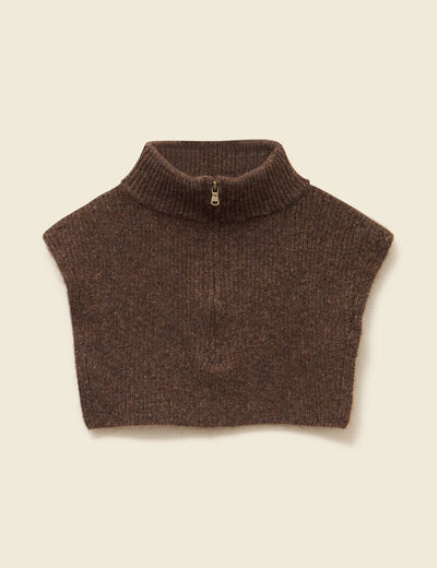 Col amovible zipp&eacute; marron femme
