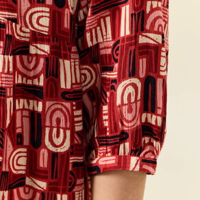 Robe longue droite fluide rouge foncé femme