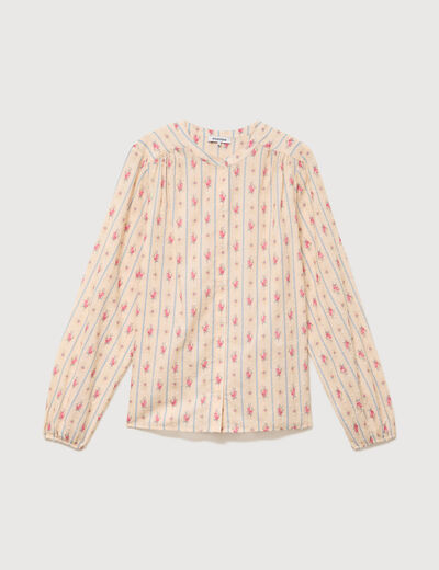Chemise ample en coton manches longues blanc femme