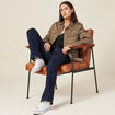 Veste droite poches àrabat vert kaki femme