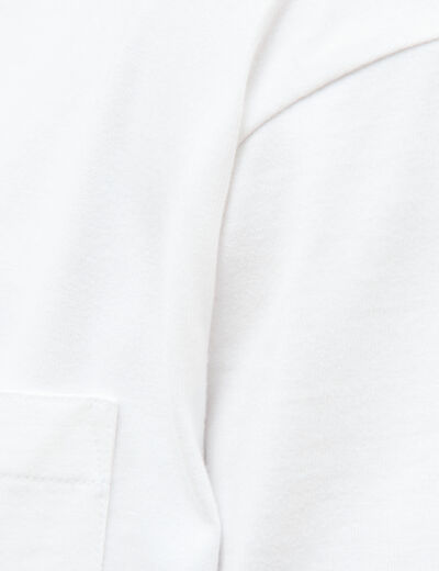 T-shirt droit en coton col ras du cou blanc homme