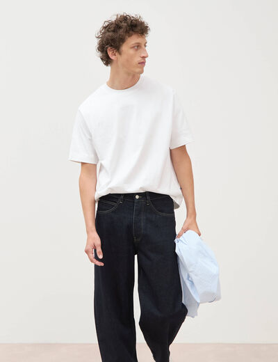 Jeans large longueur 32 en coton denim brut rinse homme