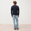 Pull col v manches longues bleu marine homme
