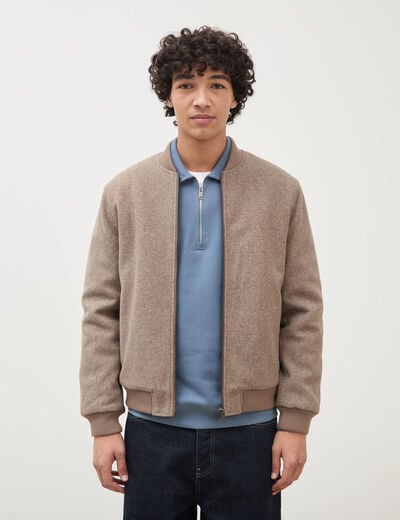 Blouson doubl&eacute; manches longues taupe homme
