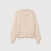 Gilet manches longues col rond beige femme