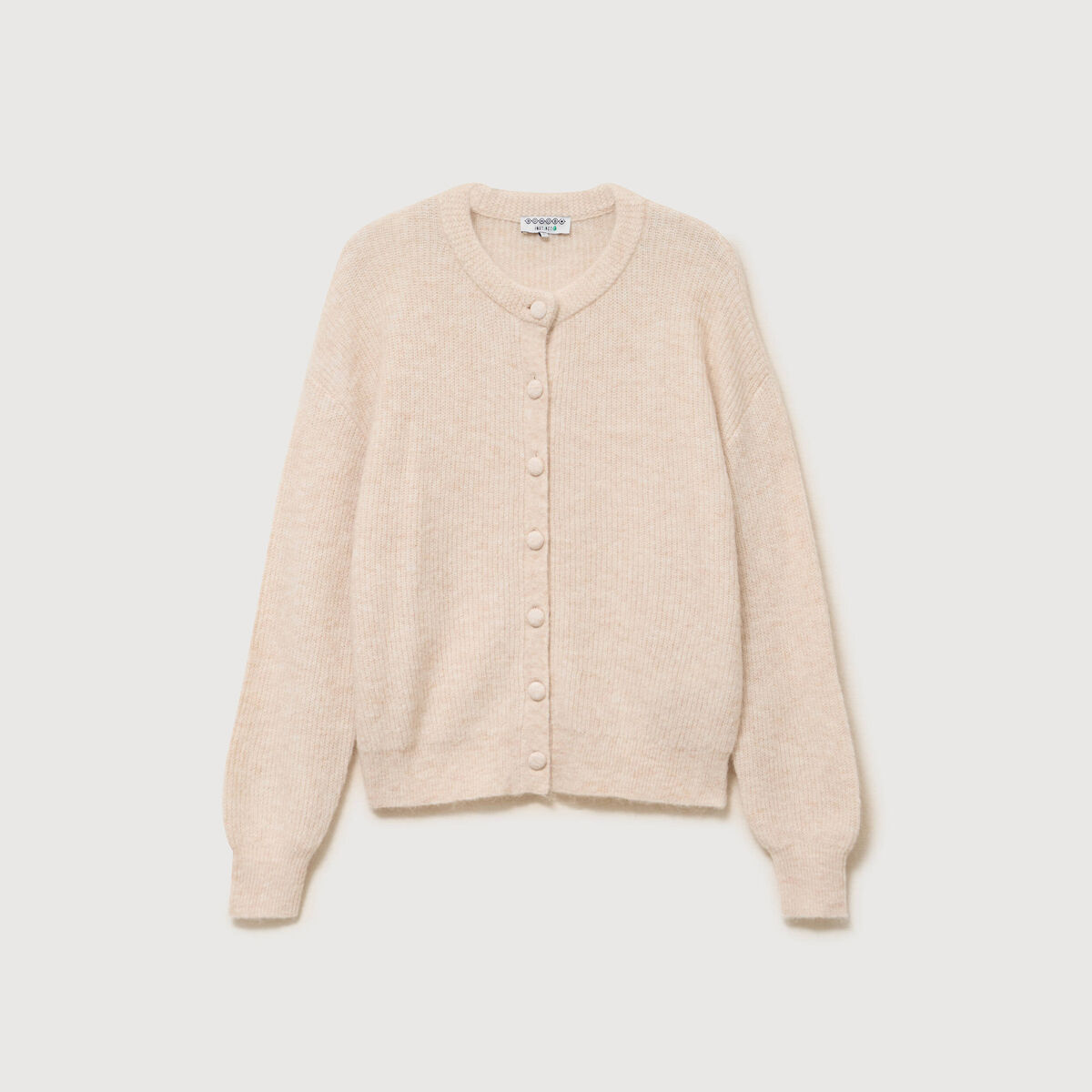 Gilet manches longues col rond beige femme