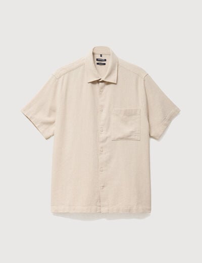 Chemise manches courtes col am&eacute;ricain sable homme