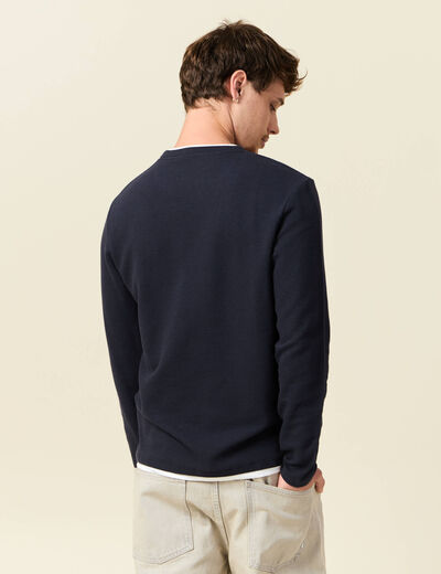 T-shirt manches longues bleu marine homme