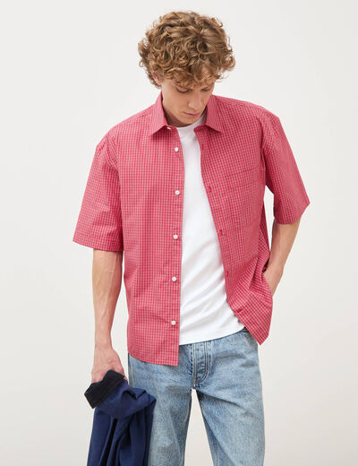 Chemise boyfriend en coton rouge homme