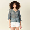 Pull manches courtes ajouré bleu clair femme