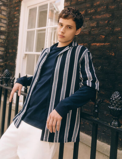 Chemise manches courtes bleu marine homme
