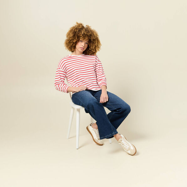 T-shirt manches 3/4 rouge femme