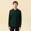 Polo manches longues en coton vert fonc&eacute; homme