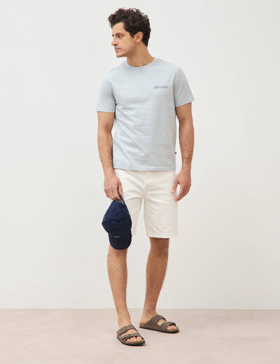 T-shirt droit en coton col rond gris clair homme