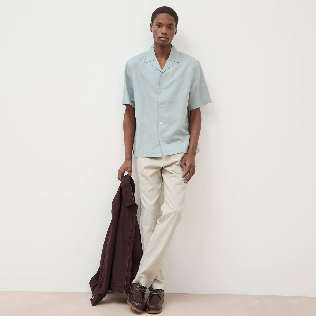 Chino coupe droite longueur 32 vert kaki homme