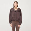 Blouson oversize court &agrave; capuche marron femme