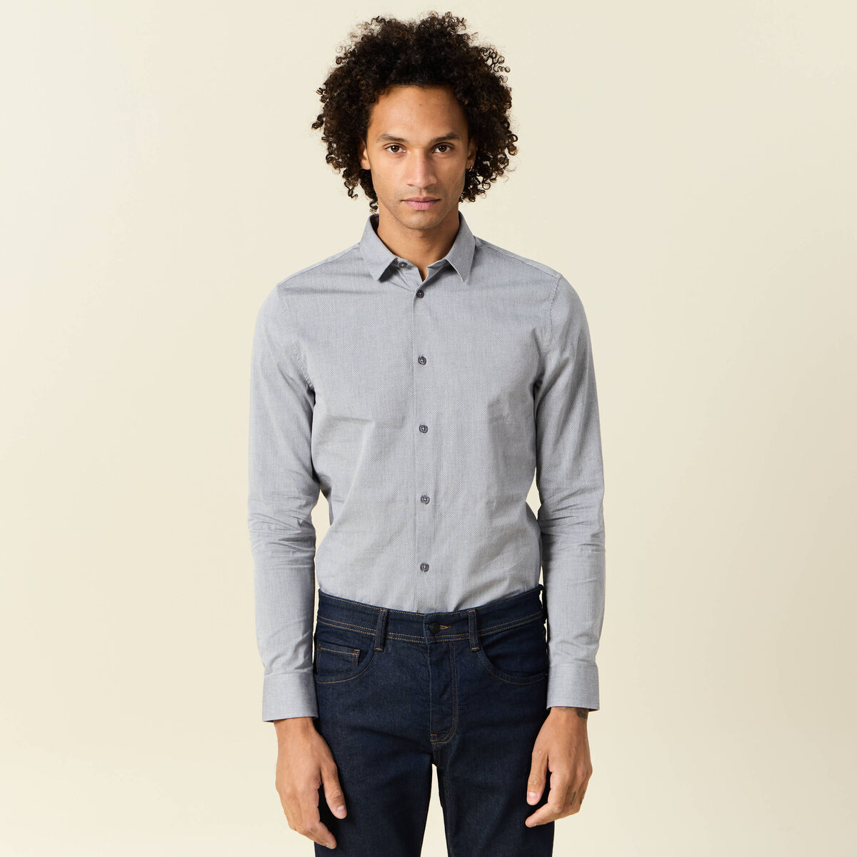 Chemise manches longues gris homme