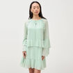 Robe courte &eacute;vas&eacute;e manches longues vert pastel femme