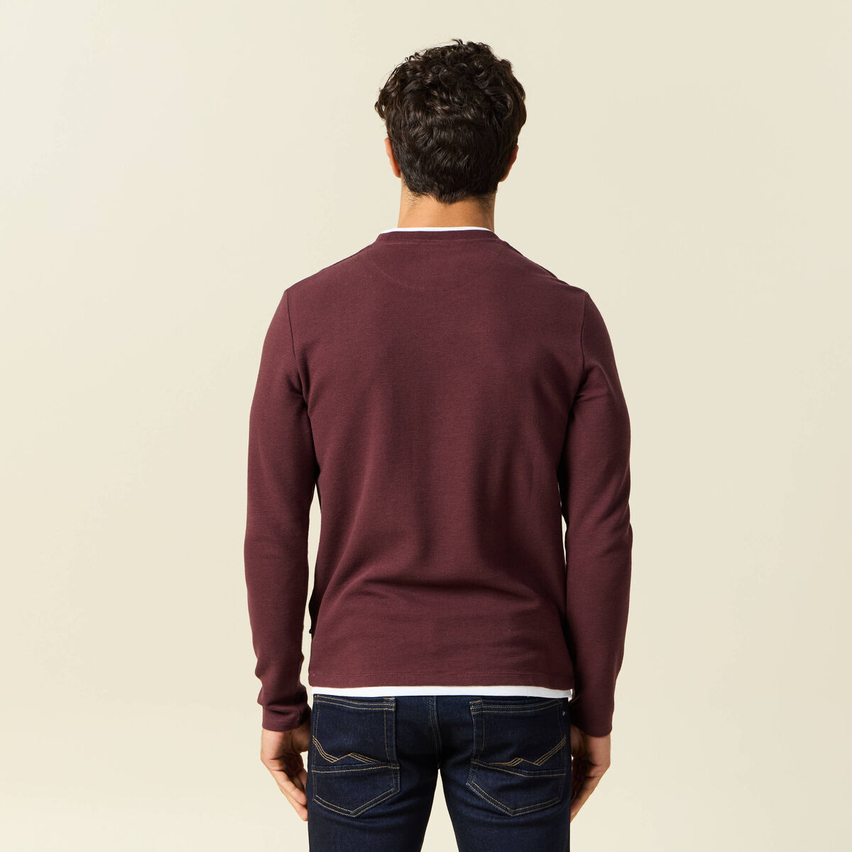 T-shirt manches longues bordeaux homme