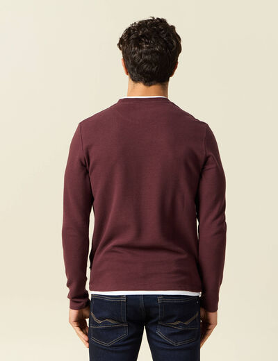 T-shirt manches longues bordeaux homme
