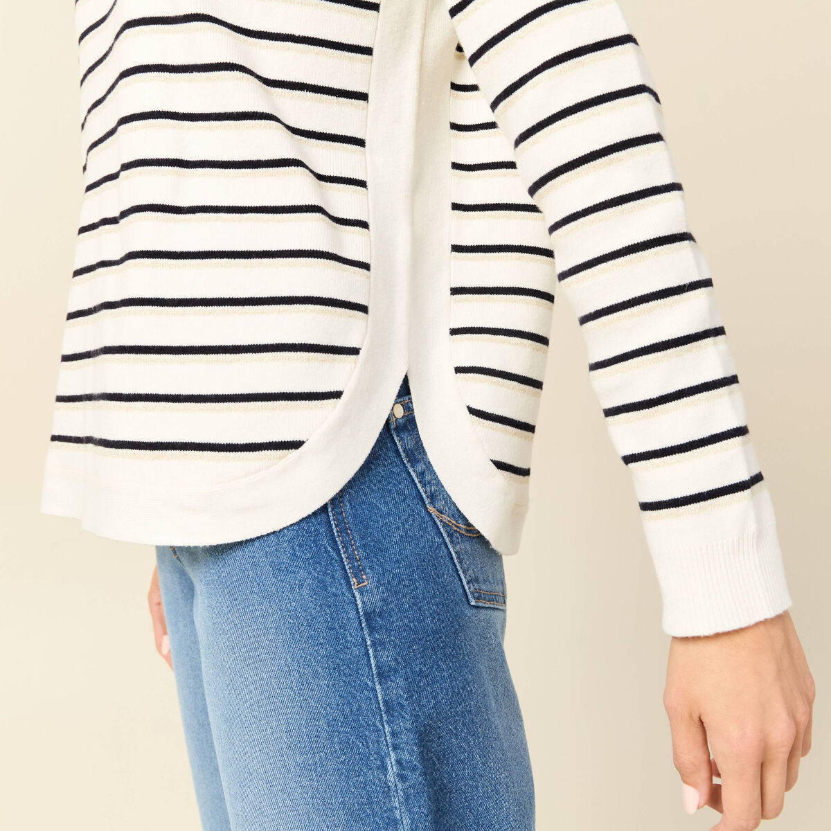 Pull manches longues bleu marine femme
