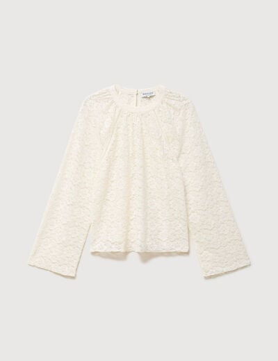 Blouse droite en dentelle ecru femme