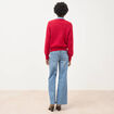 Pull droit col rond manches longues rouge femme
